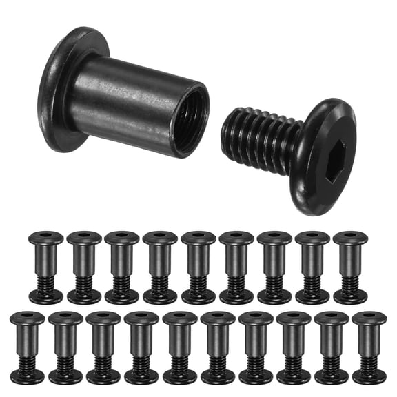 BDKWID-20-Pack Hex Drive Socket Cap Bolt, M8 x 12mm Carbon Steel Furniture Connector Bolts Barrel Nuts for Furniture Assembly/Cabinet/DIY Binding Post Screws Rivet Fasteners [Black]