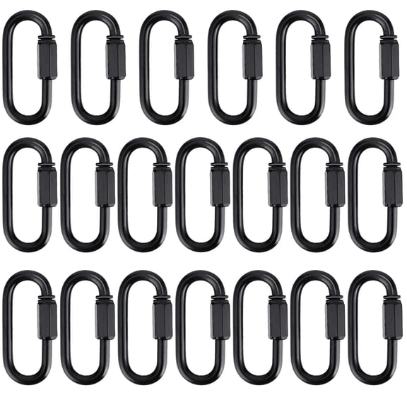 BDKWID-20 Pack M4 5/32 Inch Black Quick Chain Link, D Shape Locking Quick Chain Repair Links, Locking Chain Connector Link for Rigging, Camping, Outdoor Activity, 440 Lbs Load Capacity