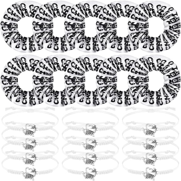BDKWID-20 Pcs Cheerleader Bracelet Cheer Hair Scrunchies Charm Cheerleader Gifts Adjustable Sport Hair Ties for Cheer Team Cheerleading Birthday Party