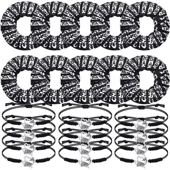 BDKWID-20 Pcs Cheerleader Bracelet Cheer Hair Scrunchies Charm Cheerleader Gifts Adjustable Sport Hair Ties for Cheer Team Cheerleading Birthday Party