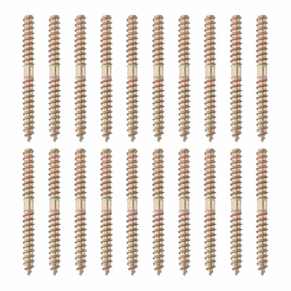BDKWID-20 Pcs Double Ended Screws, M5 x 50 mm Carbon Steel Hanger Bolts, Self-Tapping Wood Dowel Screws for Wood Joint Furniture, Color Zinc