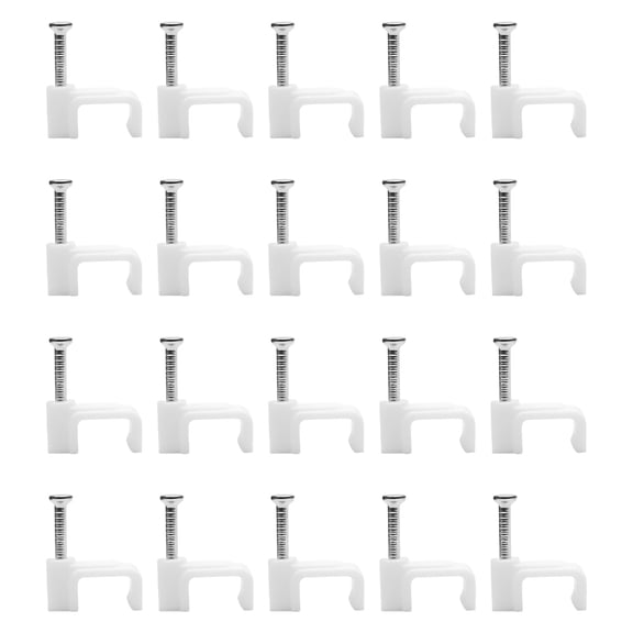 BDKWID-200 Pack Cable Clips, 8 mm White Flat Ethernet Wire Clips, Coax Cable Wall Clip, Cord Clips for Wires on Wall, Cord Management (200)