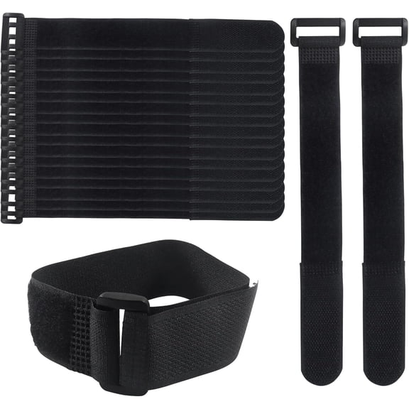 BDKWID-20Pcs 1" x 12" Hook and Loop Reusable Fastening Cable Tie Down Straps, Adjustable Cable Straps with Buckle for Wire Management