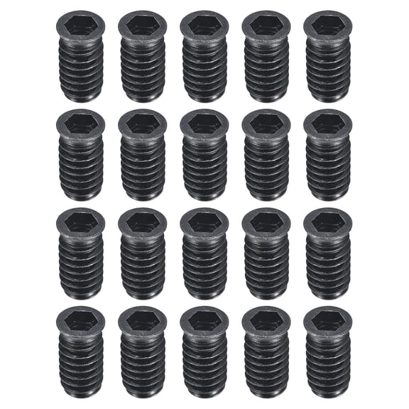 BDKWID-20Pcs Threaded Inserts, M8-1.25x25 Zinc Plated Carbon Steel Hex Socket Drive Screw-in Nut Threaded Inserts for Wood Working Tool and Accessories