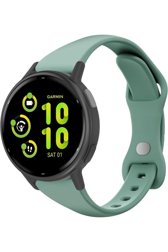 -20mm Slim Silicone Watch Band Compatible with Garmin Vivoactive 6/5/3/3 Music/Forerunner 570 42mm/165/55/645/245,Thin Soft Narrow Sport Replacement Wristband Strap for Venu/Venu Sq 2 Women Men