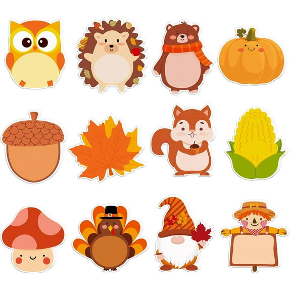 BDKWID-24 Pack Fall Sticky Notes Fall Party Favors, 3x3.14 inch Thanksgiving Sticky NotesThanksgiving Favors