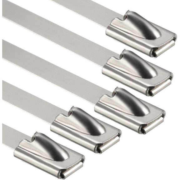 BDKWID-28 Inches Stainless Steel Cable Zip Ties Multi-Purpose Metal Exhaust Wrap 5pcs for Exhaust Wrap, Outdoor Fence