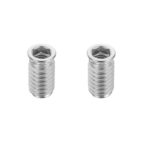 BDKWID-2Pcs Threaded Inserts Nuts, M8x25mm Hex Socket Drive Nut Inserts for Wood - 304 Stainless Steel Screws Furniture Screw in Nuts Bolt Fastener Connector Wood