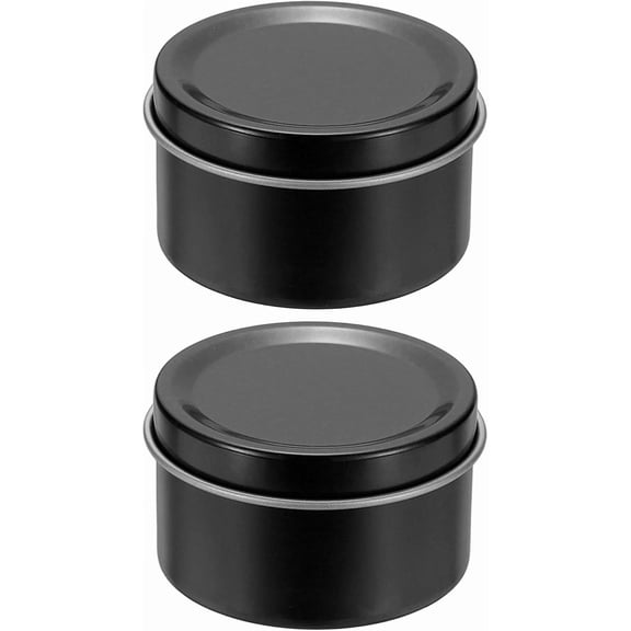 BDKWID-2pcs Round Tin Can, 1.18inch Metal Empty Storage Container Organizer Candle Jar with Lid for Treats Gifts Favors Loose Tea Coffee Crafts Cookies, Black