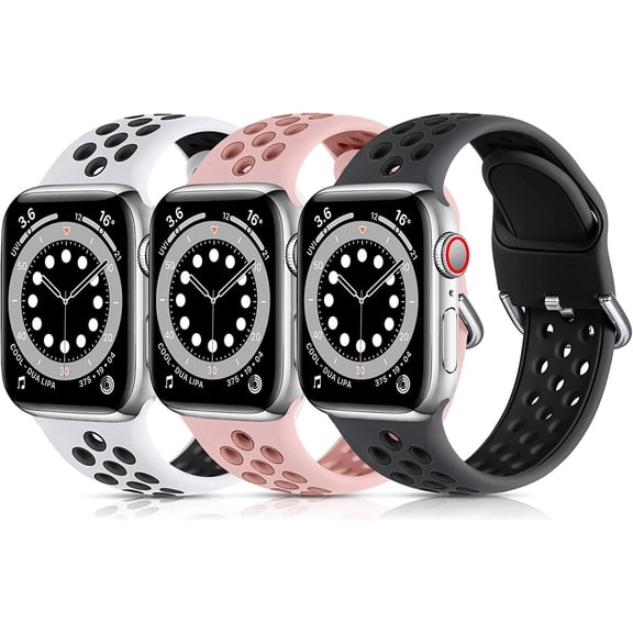 BDKWID-3 Pack Bands Compatible with Apple Watch 44mm 45mm 46mm 42mm 49mm for Women Men,Soft Silicone Sport Band for iWatch Ultra SE Bands Series 11 10 9 8 Series 7 Series 6 5 4 3 2 1,M/L