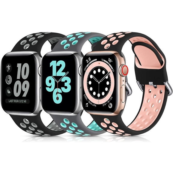 BDKWID-3 Pack Compatible with Apple Watch Band 45mm 46mm 42mm 44mm 49mm Series 8 Women Men,Soft Silicone Breathable Sport Band for iWatch Ultra SE 3 2 Gen Series 11 10 9 7 8 6 5 4 3 2 1