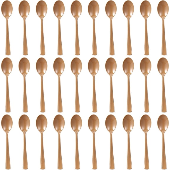 BDKWID-30 Pcs Disposable Plastic Spoons Cutlery Heavy Duty Dinnerware Plastic Silverware Flatware for Home Office School Party Picnics Restaurant Outdoor Events or Every Day Use (Gold)