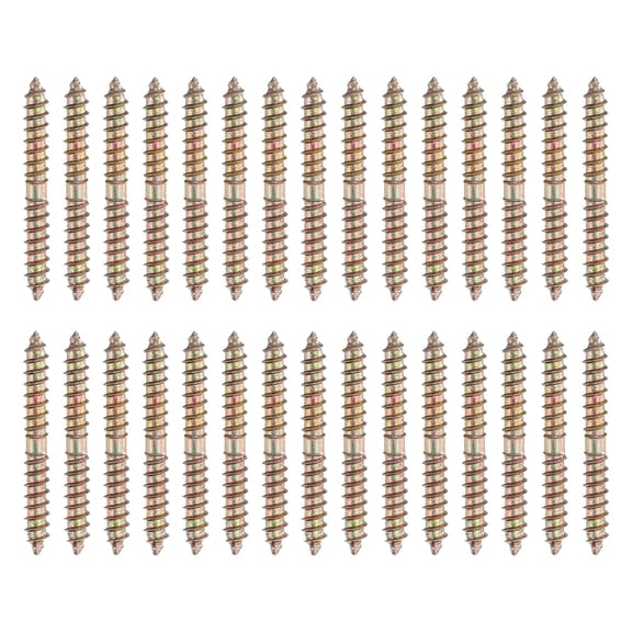 BDKWID-30 Pcs Double Ended Screws, M6 x 50 mm Carbon Steel Hanger Bolts, Self-Tapping Wood Dowel Screws for Wood Joint Furniture, Color Zinc