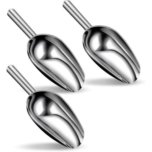 BDKWID-3Pcs 5oz Ice Scoops, Stainless Steel Ice Scoop for Freezer, Small Kitchen Shovel Bar Cube Sugar Coffee Bean Buffet Multi-Functional Scoop