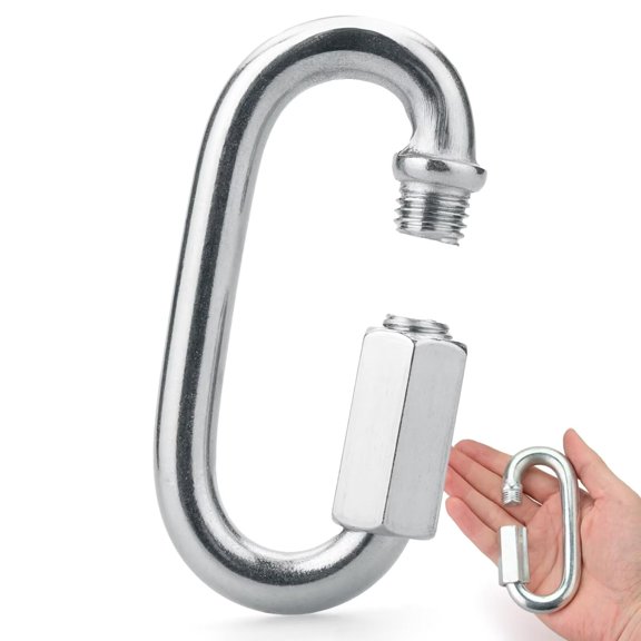 BDKWID-4.3 Inch-(1 PCS) Silver Zinc Plated Alloy Steel Quick Links Heavy Duty, Industrial Grade Screw Lock Connectors Heat Treated High Strength for Lifting, Rigging, Trailer Safety Chain, Marine
