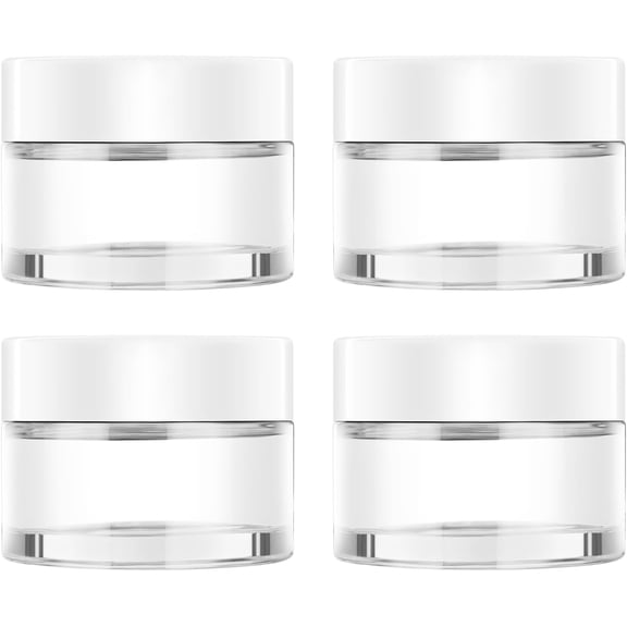 BDKWID-4 Pack 1oz Small Glass Containers with Lids, Glass Jars with White Lids & Inner Liners, Mini Travel Toiletries Container for Slime, Makeup, Cream, Lotion, Cosmetic