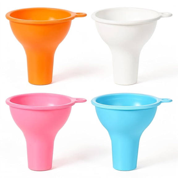 BDKWID-4 Pack Silicone Funnel, 3 Inch Wide Mouth Funnel for Kitchen Use Filling Bottles Flexible Kitchen Funnels for Home Restaurant Squeeze Bottles Jars Cans Water Liquid Oil or Powder Transfer
