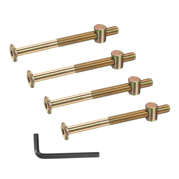 BDKWID-4 Set Bunk Bed Bolts and Nuts Kit, M8x110mm Furniture Bolts Hex Drive Socket Cap Hardware Replacement for Beds Headboards Chairs