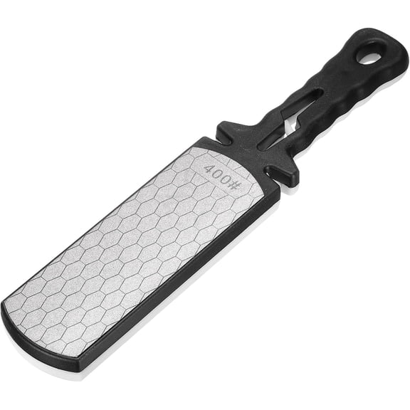 BDKWID-400/1000 Grit Handheld Diamond Sharpening Stone Double-Sided Whetstone 5-In-1 Sharpener Tool with Ceramic and Tungsten Steel Scissor Slot for Kitchen, Black White