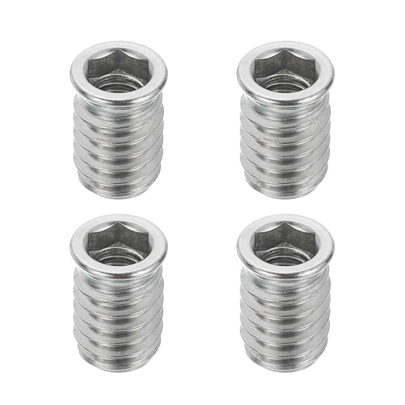 BDKWID-4Pcs Threaded Inserts Nuts, M8x20mm Hex Socket Drive Nut Inserts for Wood - 304 Stainless Steel Screws Furniture Screw in Nuts Bolt Fastener Connector Wood