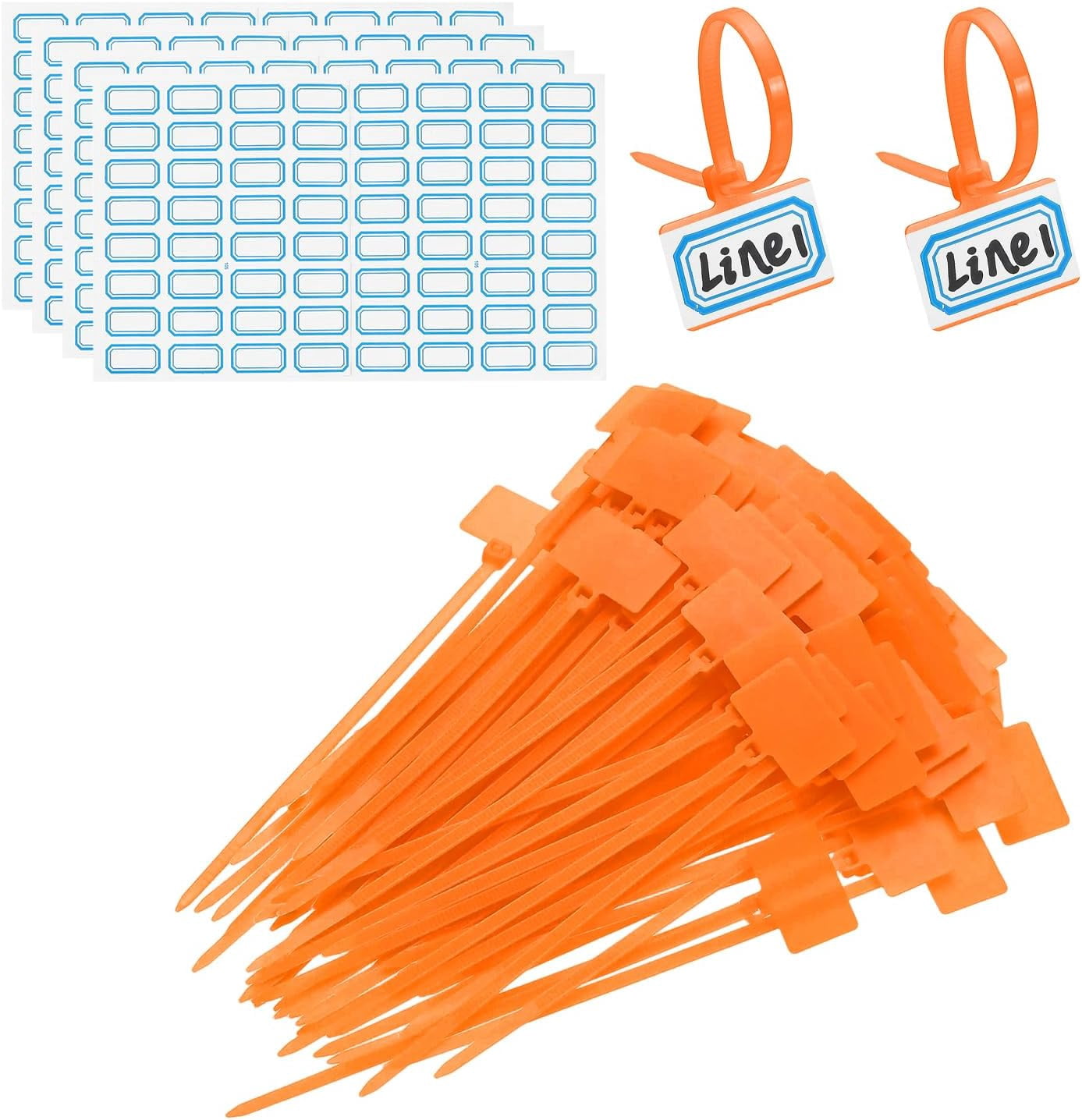Label Strap BDKWID-4inch Zip Ties, 200pcs Cable Ties Tags Nylon Wire Marking Label ...