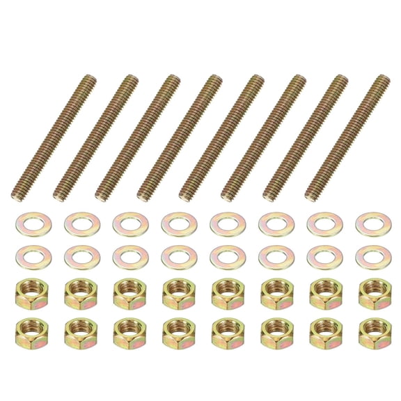BDKWID-5/16" x 2-3/4" Color Zinc Fully All Thread Rod, 8 Pcs Carbon Steel Long Threaded Screw Stud Bolts for Furniture Garden Mounting Assembly Fastening