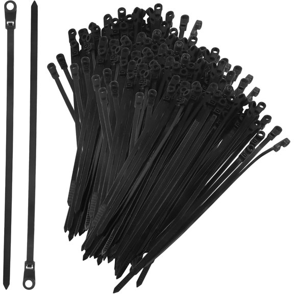 BDKWID-500 Pack Zip Ties with Screw Hole 7.5 Inch Black Nylon Mountable head Cable Tie Electrical Cable Ties Straps for Indoor & Outdoor Use