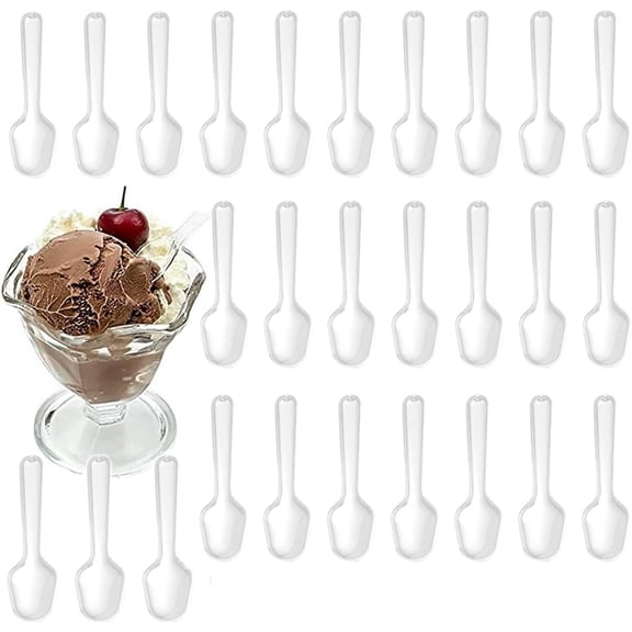 BDKWID-500Pcs Clear Plastic Disposable Spoon Ice Cream Mini Tasters Cutlery Plastic Utensil for Tasting Dessert Events Wedding Party Celebration