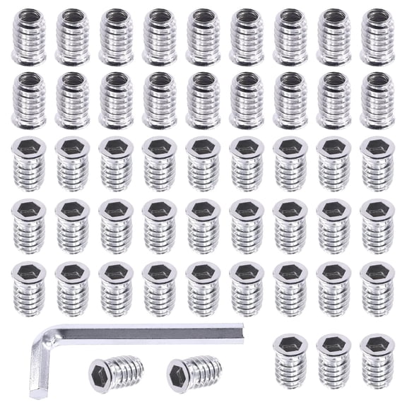 BDKWID-50Pcs 5/16" -18 x 20mm White Zinc Plated Carbon Steel Carbon Furniture Screw in Nut Threaded Wood Inserts Threaded Inserts Bolt Fastener Connector Hex Socket (5/16" -18 x 20mm)
