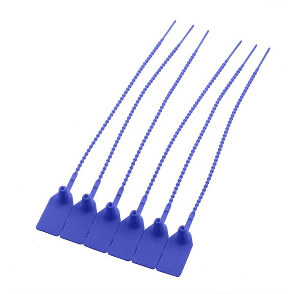 BDKWID-50pcs Plastic High Security Seal With Metal Insert Adjustable Self-Locking Pull Tight Cable Ties Tags Disposable Wire Padlock for Cargo Container Seal Lock Blue