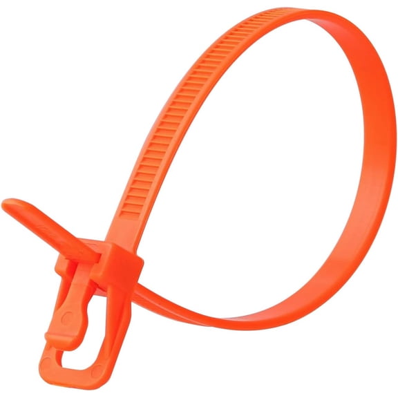 BDKWID-6-Inch Fluorescent Orange Reusable Releasable Cable Ties 20 Pack, 50 lb Strength, Patented Quick-Release, Tool-Free Design for Home, Office, and Light Industrial Use