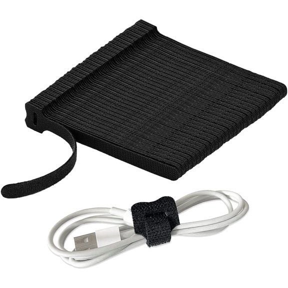 BDKWID-6 Inch Reusable Black Cable Ties - Multipurpose Cinch Strap, Fastening Hook and Loop Adjustable Cord Wrap, Organize Cable Bundles in Home, Office and Data Centers - 200 Pack