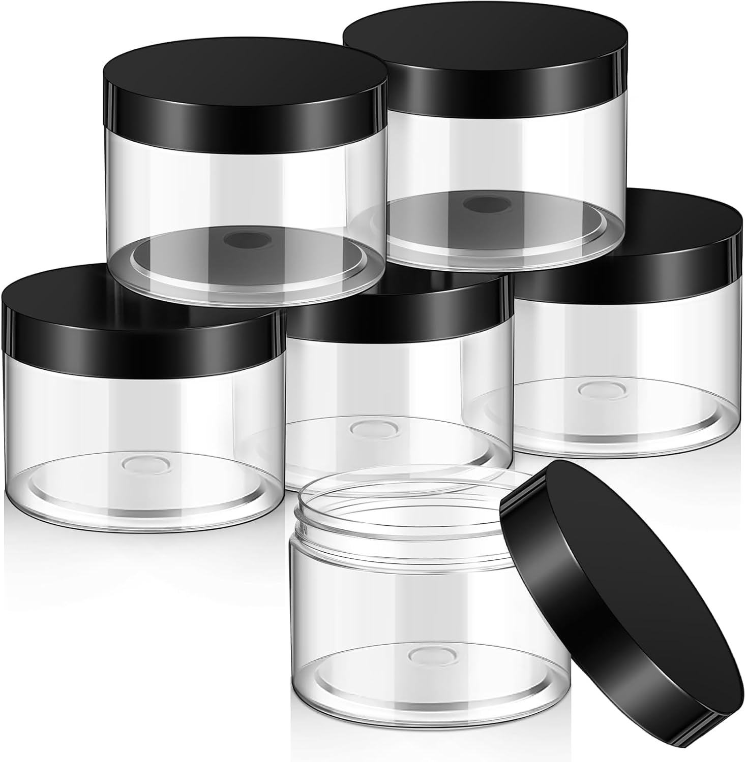 BDKWID-6 Pack 10 oz Plastic Jars Containers with Lids Wide-mouth ...
