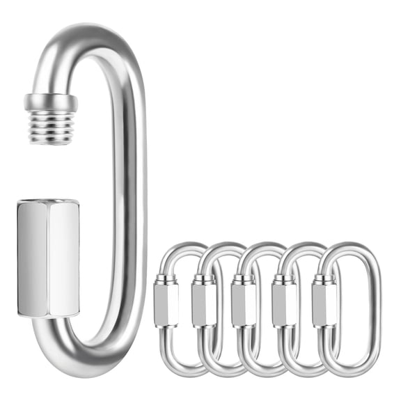 BDKWID-6-Pack 2.3" Quick Links - 1/4" 304 Stainless Steel D-Shape Connectors, 881 lbs Capacity, Heavy Duty Secure Locking Chain Links