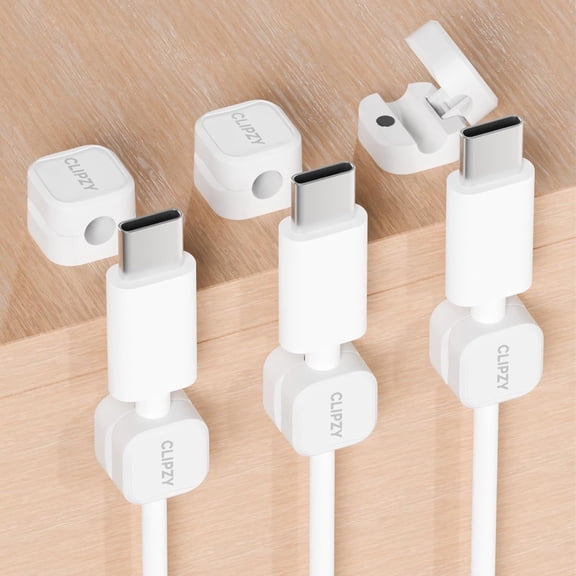 BDKWID-6 Pack Magnetic Cable Clips & Cord Holder, Under Desk Cable Management, Adhesive Wire Holder Keeper Organizer for Home Office Computer Desk Phone Car Wall Desktop Nightstand (White)