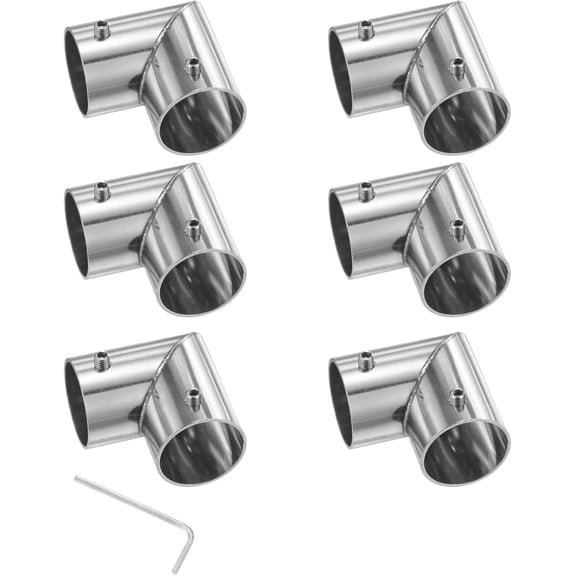 BDKWID-6-Pack Structural Pipe Connector, 90 Degree 2 Way Pipe Fittings Stainless Steel Pipe Connector for OD 1" or 25MM Pipe, Conduit Connectors