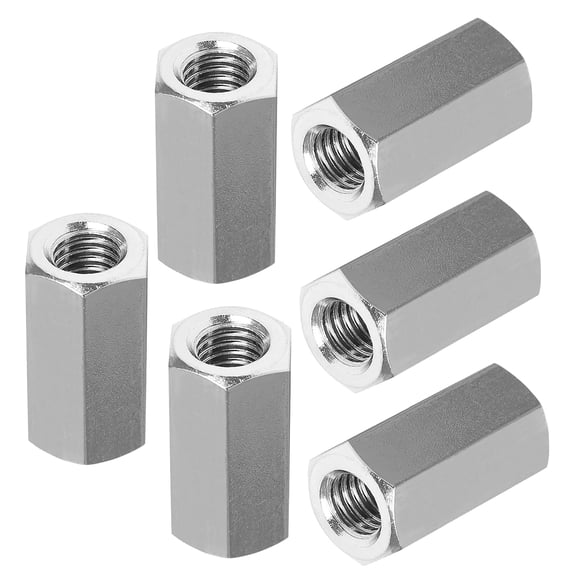 BDKWID-6 Pcs M8 x 1.25 Pitch 25mm Length Hex Coupling Nut, 13mm Width Stainless Steel Nuts Connector Nut, Rod Coupling Nuts Hexagon Nut Threaded Coupling Nut Replacement (Metric)