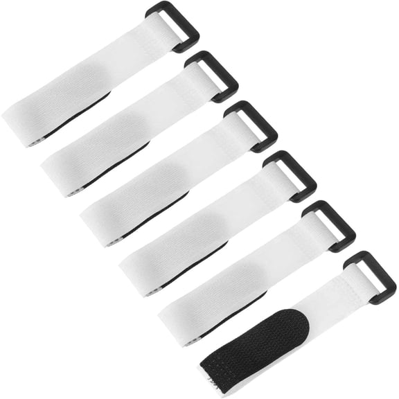 BDKWID-6 Pcs Reusable Battery Tie Down Straps, 0.8"x6" Nylon Multipurpose Battery Hold Down Adjustable Cinch Strap Hook Loop Fastening Tie for Quadcopters FPV RC Drone Boat Car, White