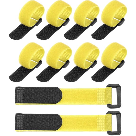 BDKWID-6 x 0.79 Inch Reusable Cable Ties 10 Pcs Adjustable Hook and Loop Straps Cord Management Wire Wrap Cord Ties Organizer for Home Office Cables, Yellow