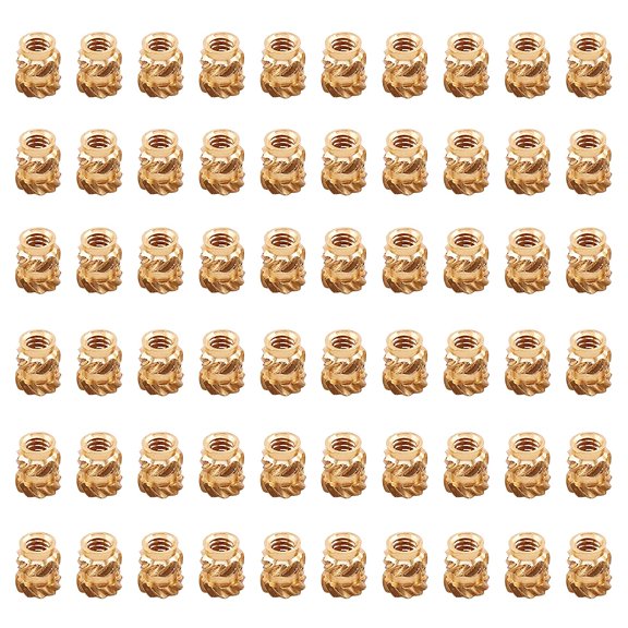 BDKWID-60Pcs M2 x 4 x 3.5mm Female Thread Knurled Nuts Brass Threaded Insert Embedment Nuts Assortment Kit (M2x4x3.5mm)