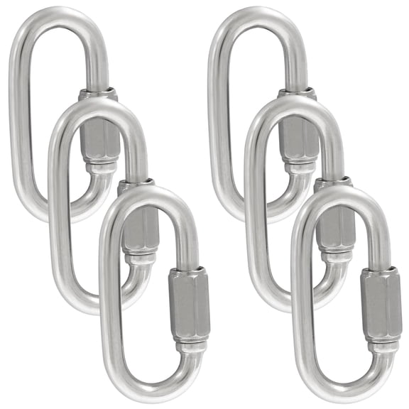 BDKWID-6Pcs Quick Links 1/4 Inch 304 Stainless Steel D Shape Locking Quick Connector, M6 Quick Link Chain Heavy Duty Durable Chain Connector - 873lbs Capacity