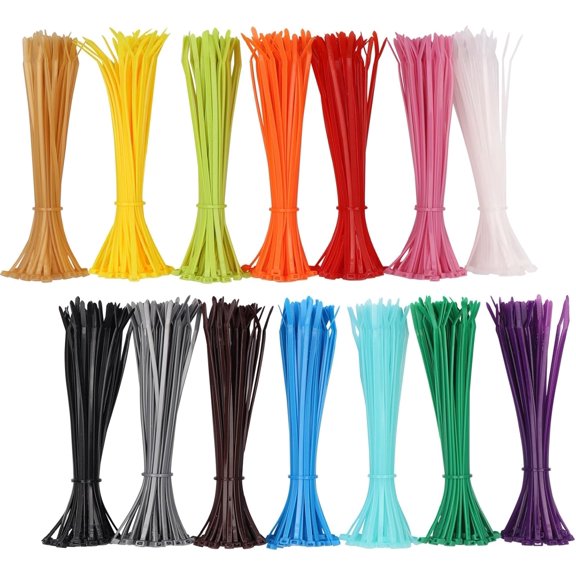 BDKWID-700 Pieces Colored Zip Ties 4 Inch Multi-Purpose Self-Locking Nylon Cable Ties in 14 Different Colour, Assorted Cord Management Bands for Chicken Leg Home Office Garden Workshop
