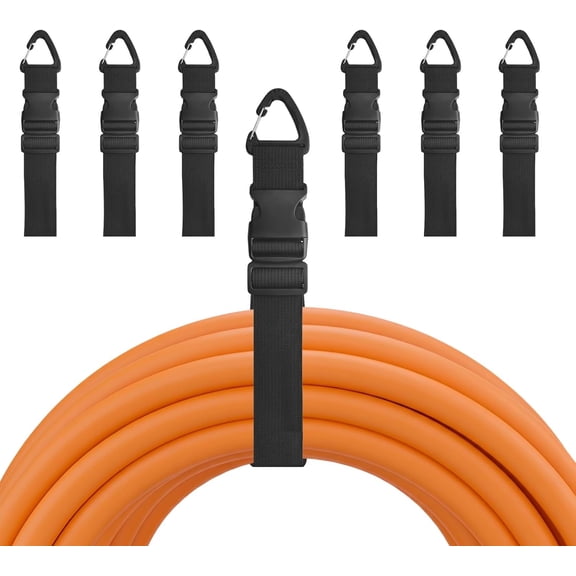 BDKWID-7PCS Heavy Duty Extension Cord Holder Organizer, 17.72IN Adjustable Storage Straps with Triangle Clips, 98lbs Capacity Hanger for Garage Organization, Workshop, RV&Garden Hose Management 1.5IN
