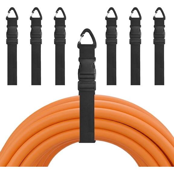 BDKWID-7PCS Heavy Duty Extension Cord Holder Organizer, 21.65IN Adjustable Storage Straps with Triangle Clips, 98lbs Capacity Hanger for Garage Organization, Workshop, RV&Garden Hose Management 1.5IN
