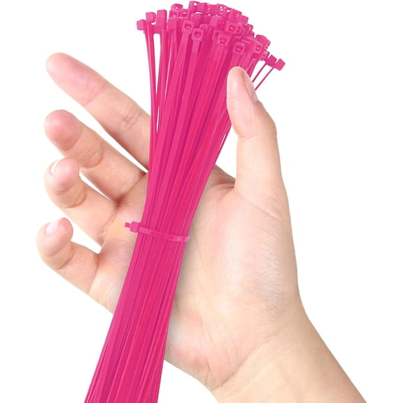 BDKWID-8 Inch Cable Ties, 18lbs Nylon Wire Zip Tie,Adjustable Assortment Cord Management for Home, Office, Gardening (Pink 100Pcs