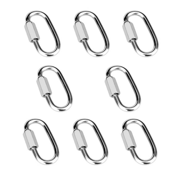 BDKWID-8 Pcs 1.62 Inch 316 Heavy Duty Stainless Steel Chain Quick Links, 500 Lbs Capacity Locking Repair Connector Pets Keychain for Outdoor Traveling Equipment