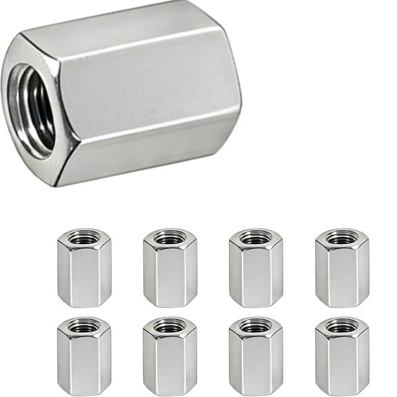 BDKWID-8 Pcs 304 Stainless Steel hex Coupling Nuts M8 x 1.25-Pitch 24mm Stainless Steel Rod Coupling Nuts(Metric)