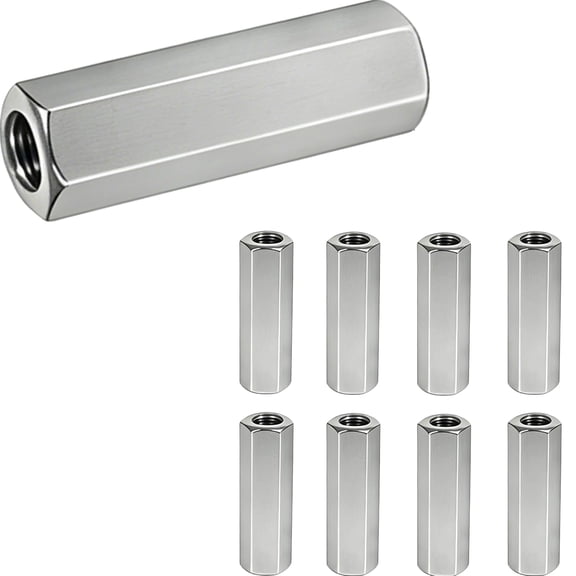 BDKWID-8 Pcs 304 Stainless Steel hex Coupling Nuts M8 x 1.25-Pitch 40mm Stainless Steel Rod Coupling Nuts(Metric)