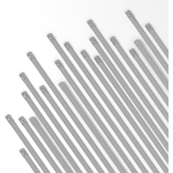 BDKWID-8 inch Metal Cable Zip Ties Heavy Duty, 50PCS Outdoor Cable Ties- 304 Stainless Steel, Self-Locking Wire Ties-220lbs Tensile Strength, for Machinery, Vehicles, Farms, Cables, Pipes, Fence