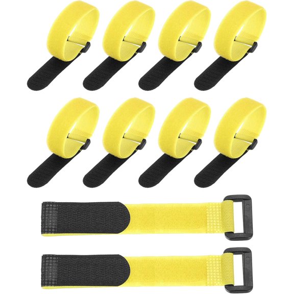 BDKWID-8 x 0.98 Inch Reusable Cable Ties 10 Pcs Adjustable Hook and Loop Straps Cord Management Wire Wrap Cord Ties Organizer for Home Office Cables, Yellow